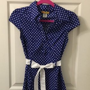 ModCloth Blue White Polka Dot Dress